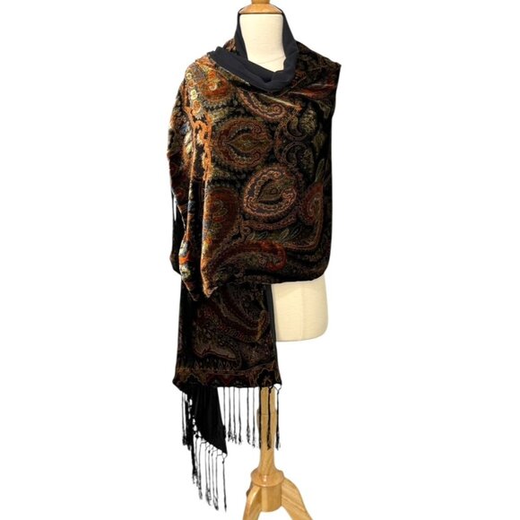 Ralph Lauren Collection Purple Label Velvet Silk Scarf Wrap